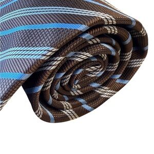 Giorgio Armani Brown and Blue Striped Tie